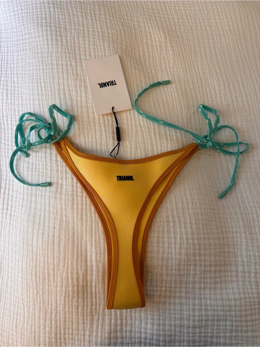 triangl swimwear Yellow Bikini Bottom with Teal Side Ties